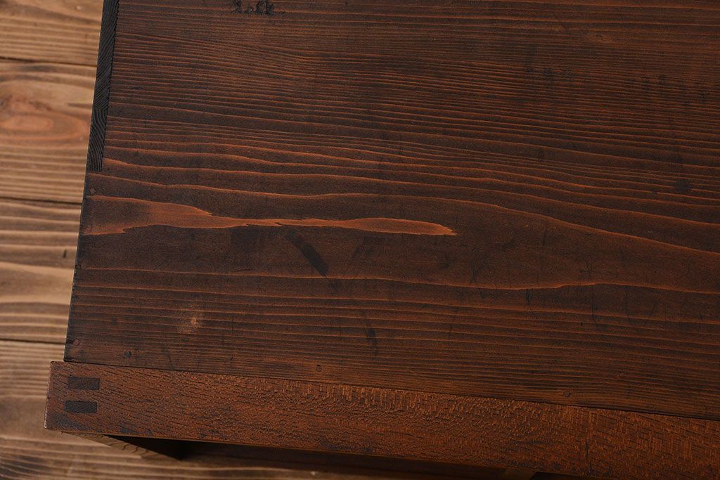 アンティーク家具　前面欅材　モールガラス入り戸棚