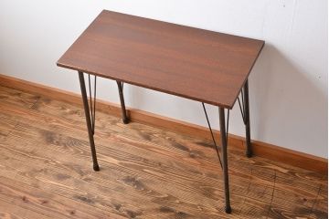 アンティーク家具　アンティーク 天板一枚板 古材を使った鉄脚テーブル(1)