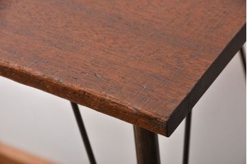 アンティーク家具　アンティーク 天板一枚板 古材を使った鉄脚テーブル(1)