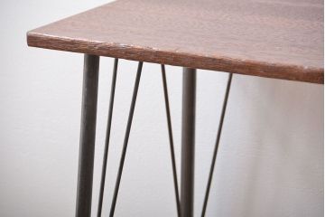 アンティーク家具　アンティーク 天板一枚板 古材を使った鉄脚テーブル(1)