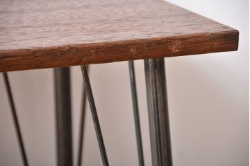 アンティーク家具　アンティーク 天板一枚板 古材を使った鉄脚テーブル(1)