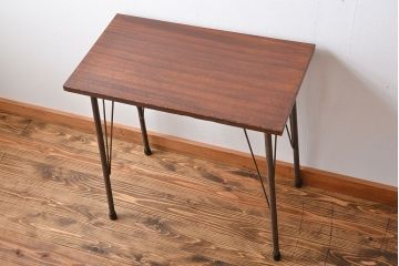 アンティーク家具　アンティーク 天板一枚板!古材を使った鉄脚テーブル(2)