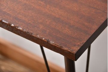アンティーク家具　アンティーク 天板一枚板!古材を使った鉄脚テーブル(2)