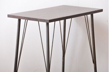 アンティーク家具　アンティーク 天板一枚板!古材を使った鉄脚テーブル(2)