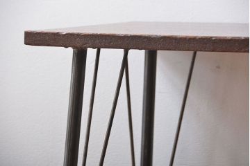 アンティーク家具　アンティーク 天板一枚板!古材を使った鉄脚テーブル(2)