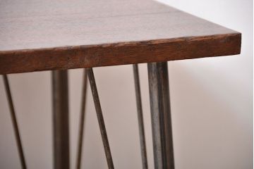 アンティーク家具　アンティーク 天板一枚板!古材を使った鉄脚テーブル(2)