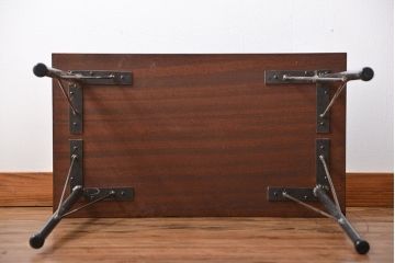 アンティーク家具　アンティーク 天板一枚板!古材を使った鉄脚テーブル(2)
