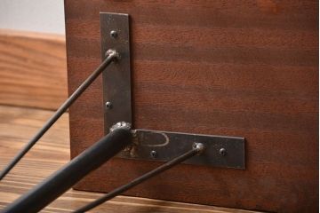 アンティーク家具　アンティーク 天板一枚板!古材を使った鉄脚テーブル(2)