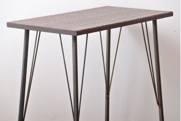 アンティーク家具　アンティーク 天板一枚板 古材を使った鉄脚テーブル(3)