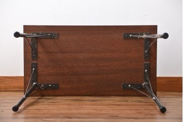 アンティーク家具　アンティーク 天板一枚板 古材を使った鉄脚テーブル(3)