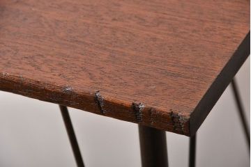 アンティーク家具　アンティーク 天板一枚板 古材を使った鉄脚テーブル(4)