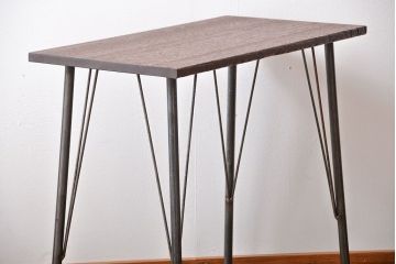 アンティーク家具　アンティーク 天板一枚板 古材を使った鉄脚テーブル(4)