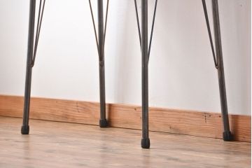 アンティーク家具　アンティーク 天板一枚板 古材を使った鉄脚テーブル(4)