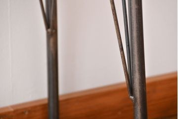 アンティーク家具　アンティーク 天板一枚板 古材を使った鉄脚テーブル(4)