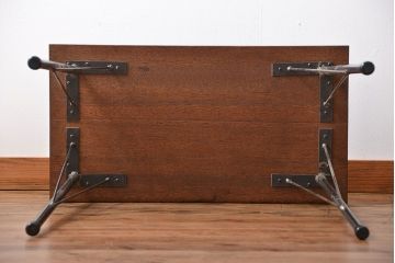 アンティーク家具　アンティーク 天板一枚板 古材を使った鉄脚テーブル(4)