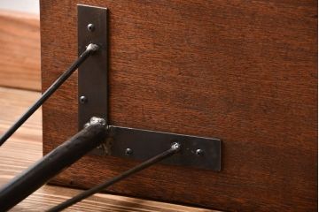 アンティーク家具　アンティーク 天板一枚板 古材を使った鉄脚テーブル(4)
