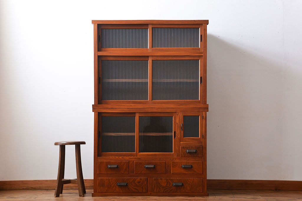 アンティーク家具　古民具・骨董　欅材!重ね水屋箪笥