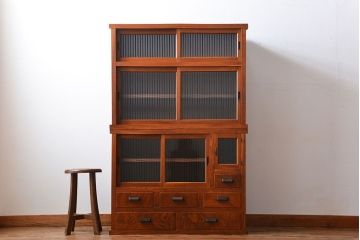 アンティーク家具　古民具・骨董　欅材!重ね水屋箪笥