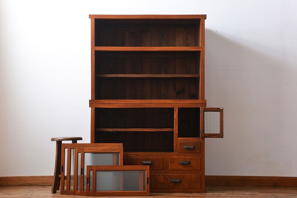 アンティーク家具　古民具・骨董　欅材!重ね水屋箪笥