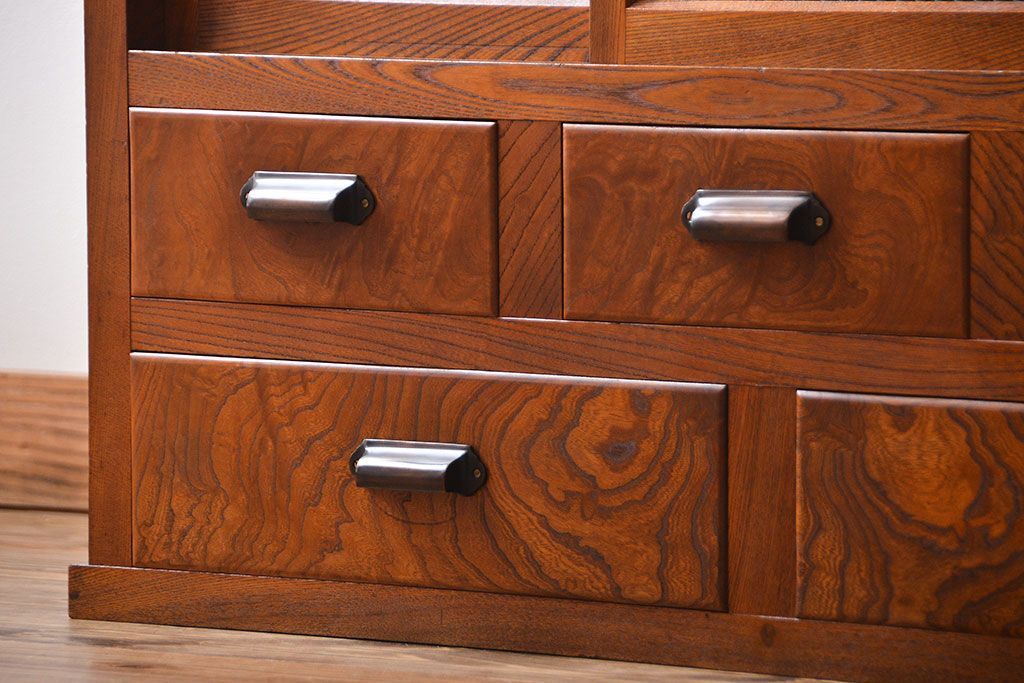 アンティーク家具　古民具・骨董　欅材!重ね水屋箪笥