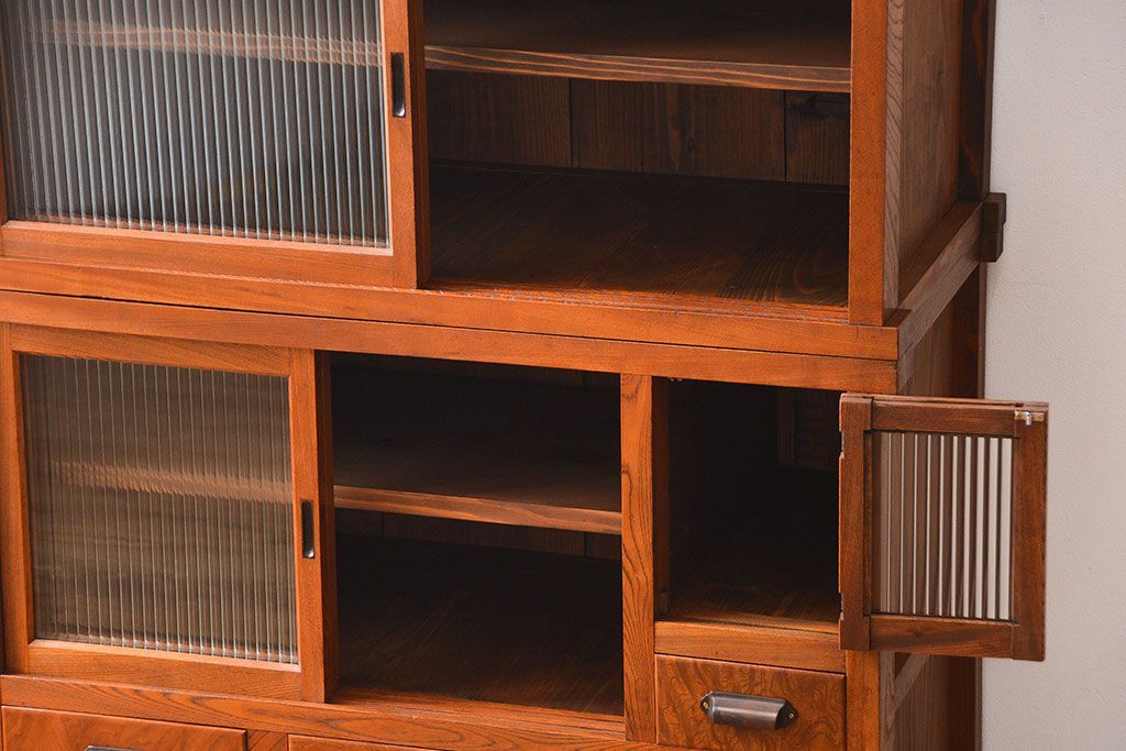 アンティーク家具　古民具・骨董　欅材!重ね水屋箪笥