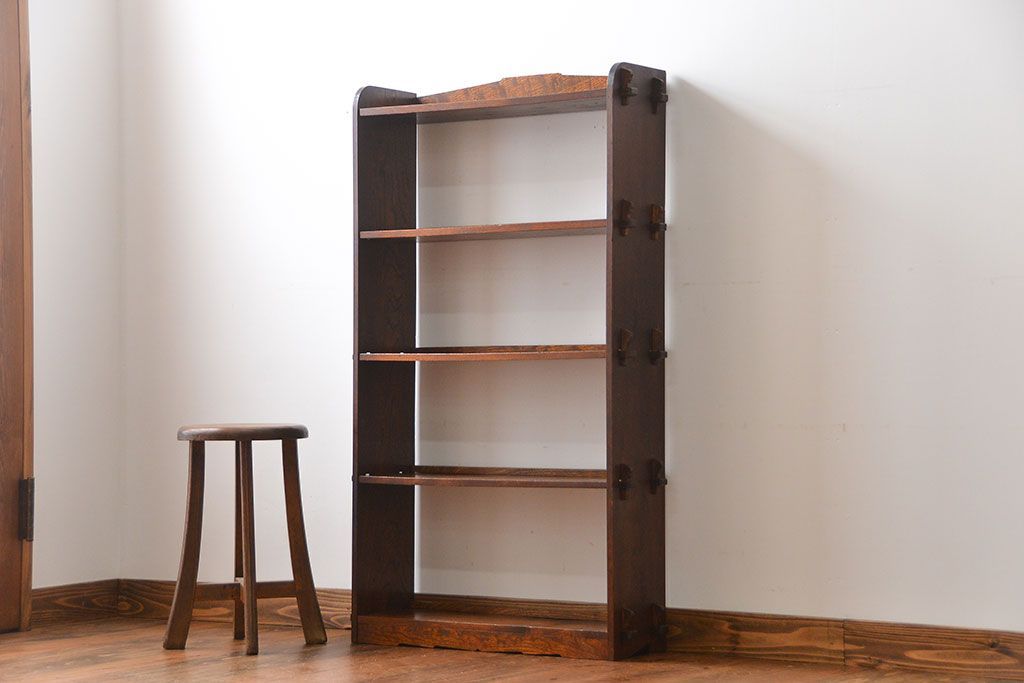 レトロ家具　昭和レトロ　栓材　楔(くさび)式本棚