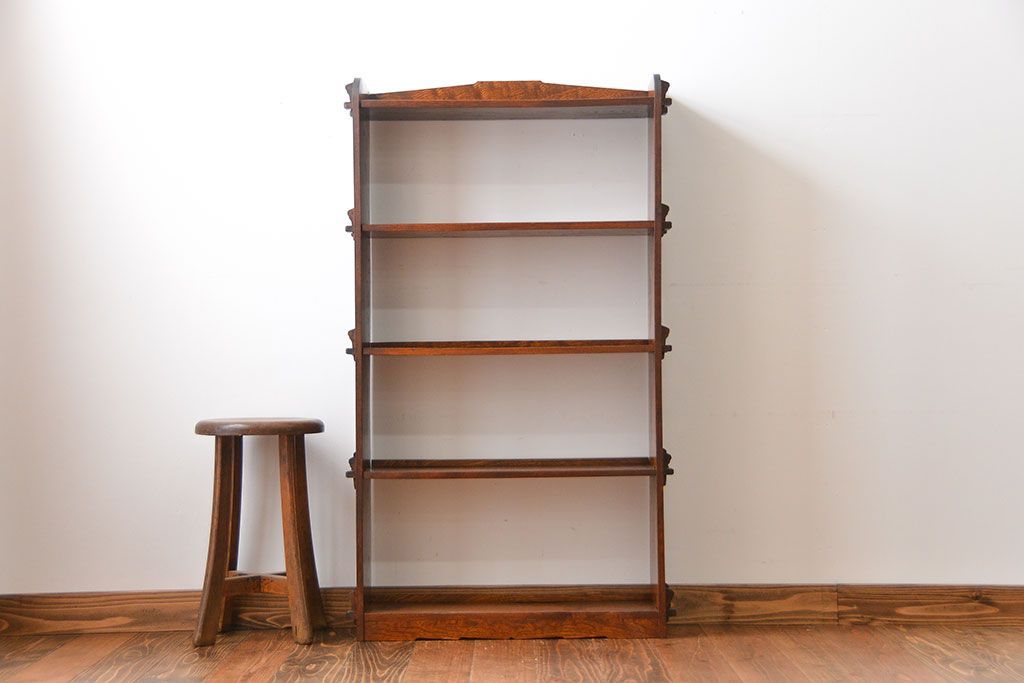 レトロ家具　昭和レトロ　栓材　楔(くさび)式本棚