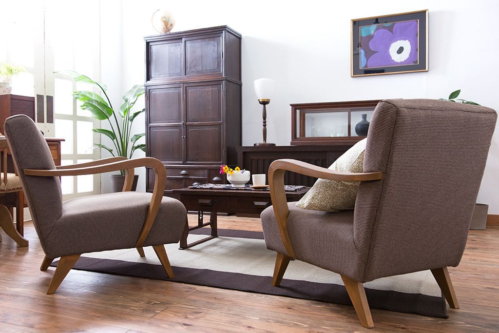 レトロ家具　アンティーク　レトロなシングルソファ(一人掛けソファ)(1)