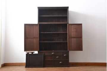 アンティーク家具　三方栗材　変わり型　上品な三段重ね箪笥