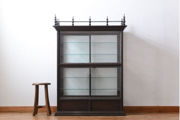 アンティーク家具　大正ロマン　天枠付き!古いタバコ屋のアンティークガラスケース
