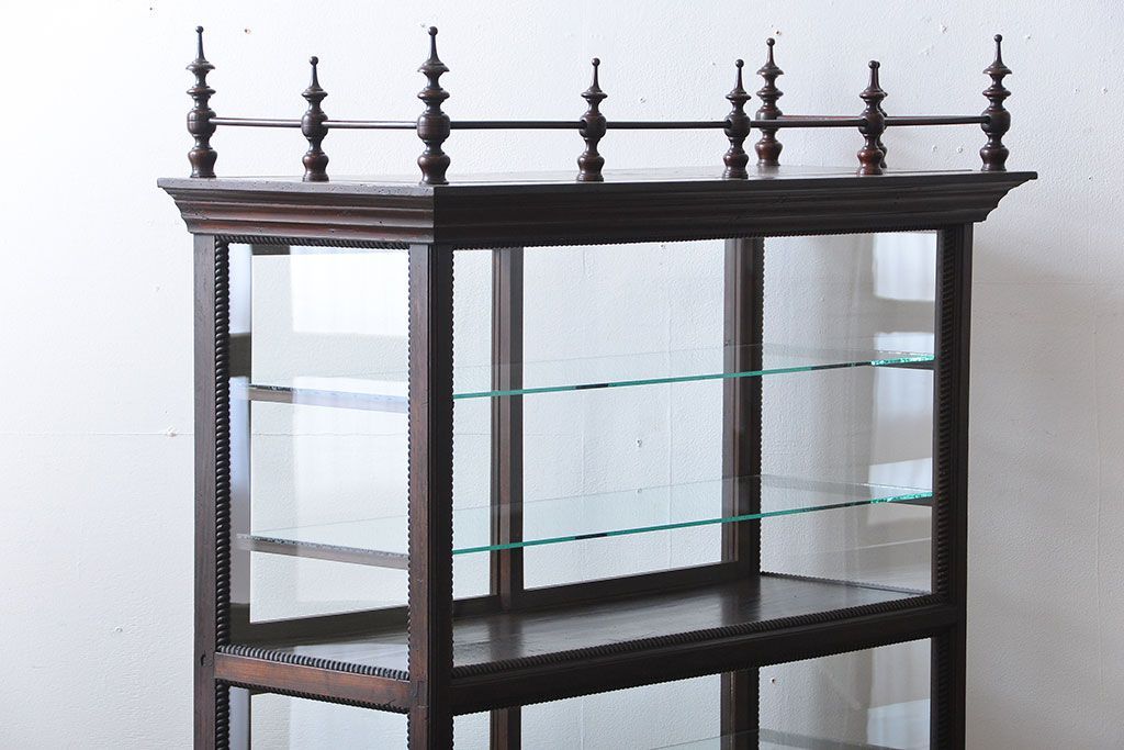 アンティーク家具　大正ロマン　天枠付き!古いタバコ屋のアンティークガラスケース