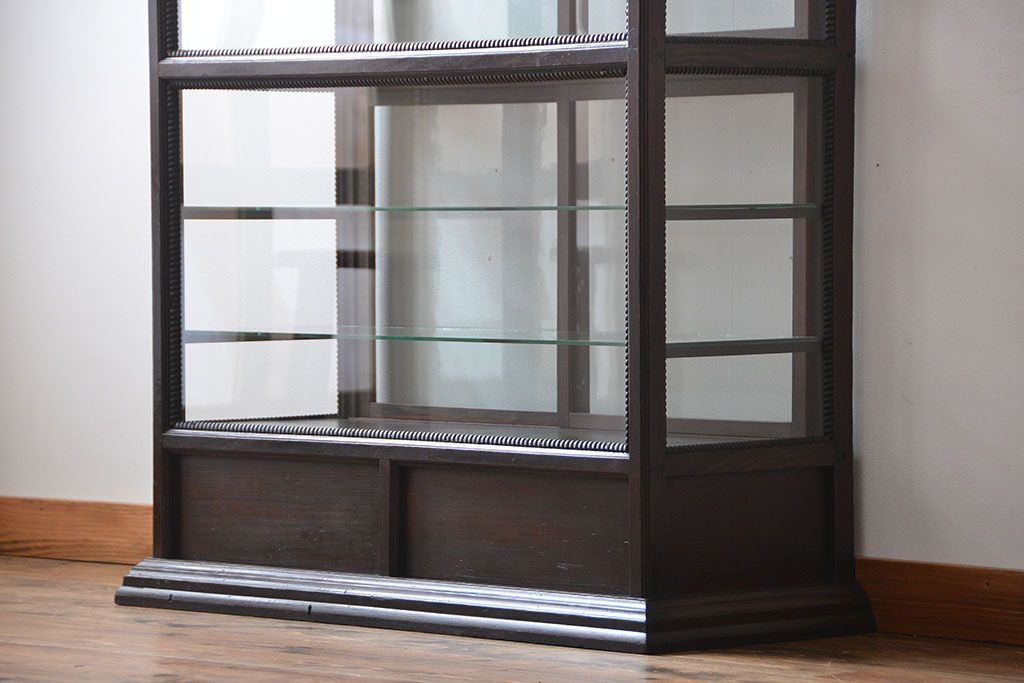 アンティーク家具　大正ロマン　天枠付き!古いタバコ屋のアンティークガラスケース