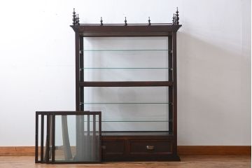 アンティーク家具　大正ロマン　天枠付き!古いタバコ屋のアンティークガラスケース