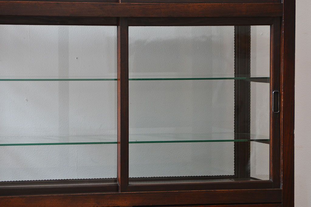 アンティーク家具　大正ロマン　天枠付き!古いタバコ屋のアンティークガラスケース