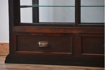 アンティーク家具　大正ロマン　天枠付き!古いタバコ屋のアンティークガラスケース