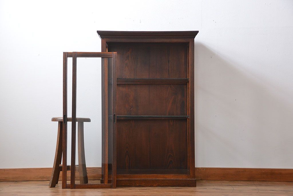 アンティーク家具　アンティーク　タモ材　ガラスケース