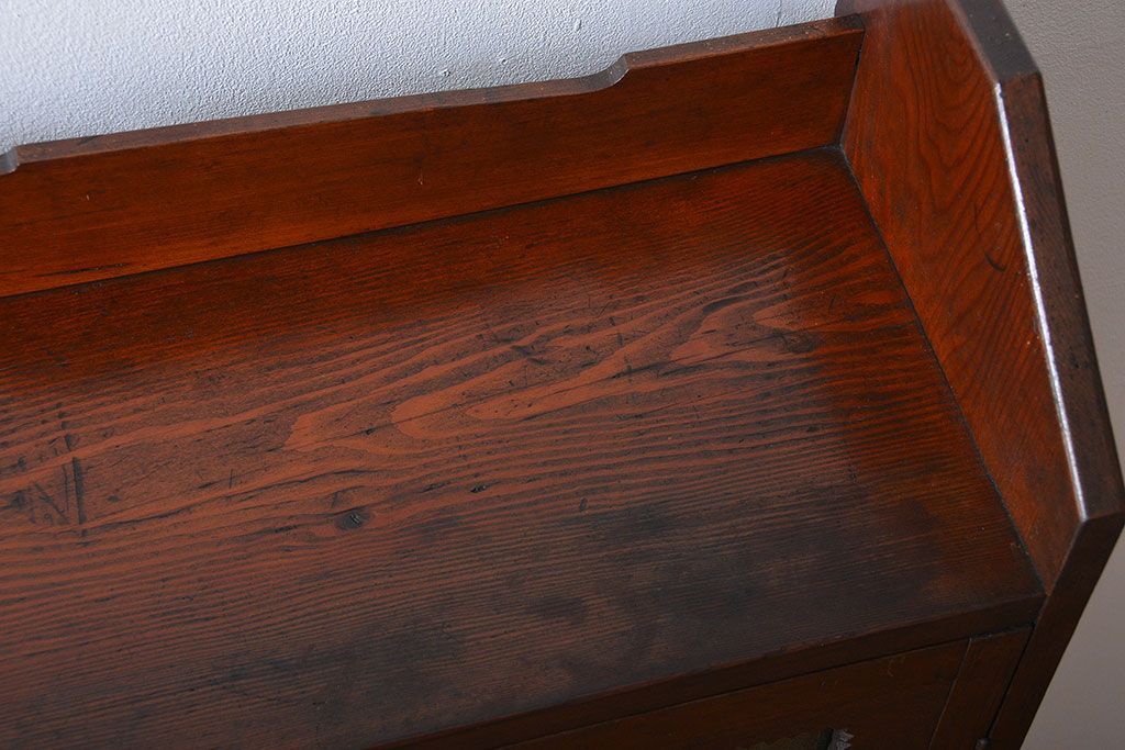 アンティーク家具　大正ロマン　銀モールガラス入り本箱