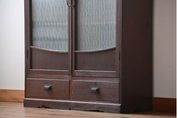 アンティーク家具　大正ロマン　銀モールガラス入り本箱