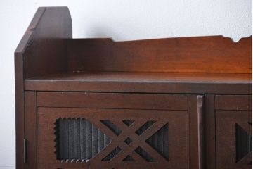 アンティーク家具　大正ロマン　銀モールガラス入り本箱