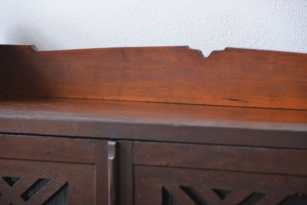 アンティーク家具　大正ロマン　銀モールガラス入り本箱