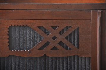 アンティーク家具　大正ロマン　銀モールガラス入り本箱