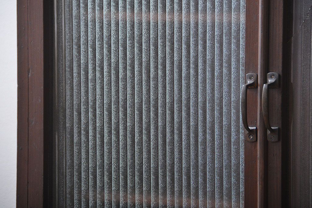 アンティーク家具　大正ロマン　銀モールガラス入り本箱