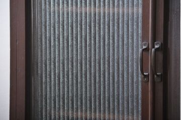 アンティーク家具　大正ロマン　銀モールガラス入り本箱