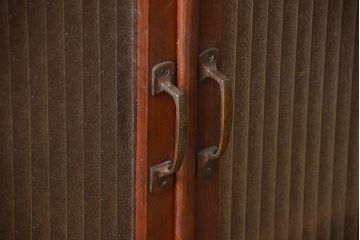 アンティーク家具　大正ロマン　銀モールガラス入り本箱