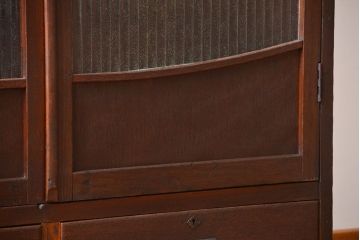 アンティーク家具　大正ロマン　銀モールガラス入り本箱