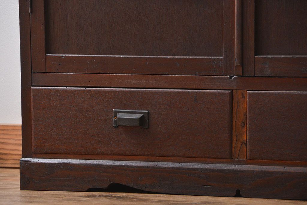 アンティーク家具　大正ロマン　銀モールガラス入り本箱