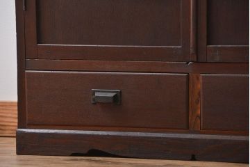 アンティーク家具　大正ロマン　銀モールガラス入り本箱