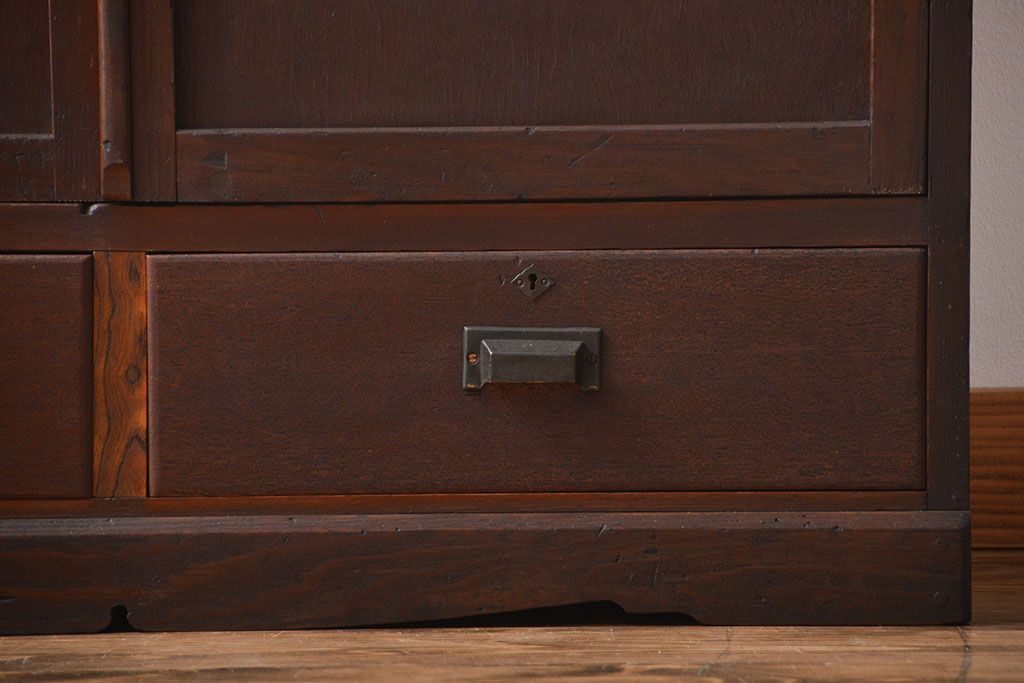 アンティーク家具　大正ロマン　銀モールガラス入り本箱