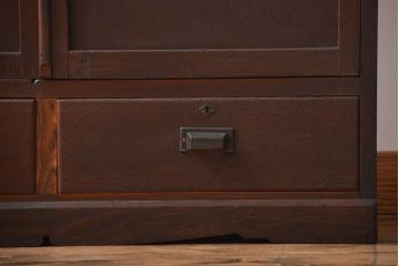 アンティーク家具　大正ロマン　銀モールガラス入り本箱