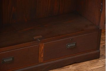 アンティーク家具　大正ロマン　銀モールガラス入り本箱